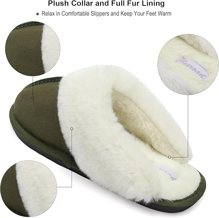 Besroad Winter Fuzzy House Slippers Sandals Plush Faux Fur Fluffy Flats Slippers Warm Slide Shoes for Women