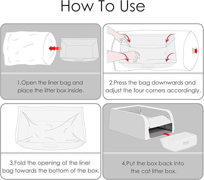 30 Pack Cat Litter Bags,No-Touch Kitty Litter Liners & Pet Waste Bags Compatible with Petsafe Self-Cleaning Cat Litter Box,Replacement Trash Pet Litter Bags