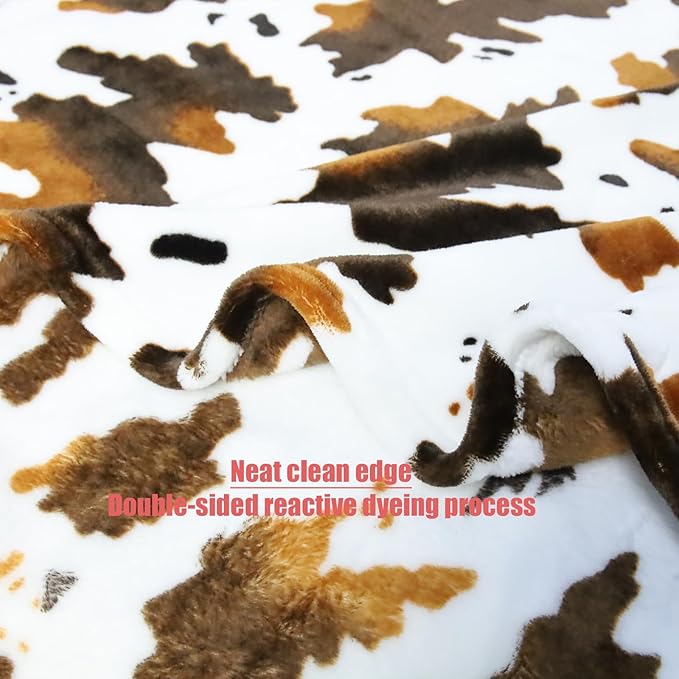 Cow Print Blanket | Soft Fleece Flannel Cozy Twin Size Blankets and Throws | Couch Sofa Bed Cow Wostern Blankets Throws | Girls Boys Adults Birthday Valentine's Day Christmas 60"x80" Black Brown