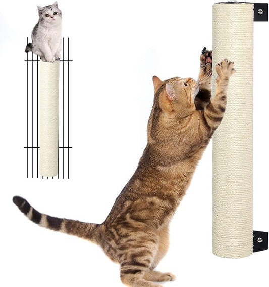 Cat Scratching Post Wall Mounted -16'' Natural Sisal Rope Cat Wall Furniture Scratching Post for Cat Grinding Claws Scratching and Climbing