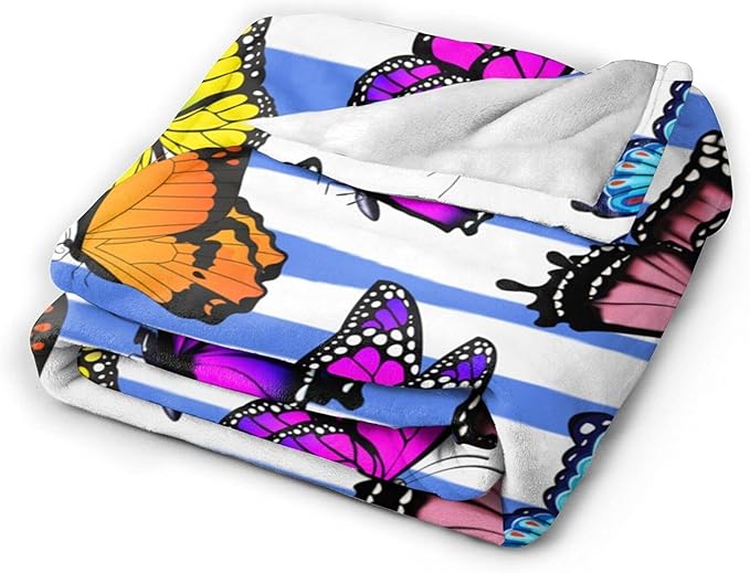 Ultra-Soft Microfiber Throw Blanket 350 GSM Fuzzy Fleece Blanket for Adults Kids Gift Couch, Sofa, Bed Butterfly 80"x60"
