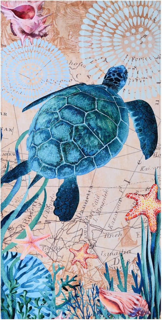 LIVILAN Sea Turtle Beach Towel, 30”x60” for Adults, Women, Kids, Microfiber, Oversized, Perfect for Swim, Pool, Bath, Yoga, Quick Dry, Sand Free, Thin, Lightweight, Ideal Sea Turtle Gifts