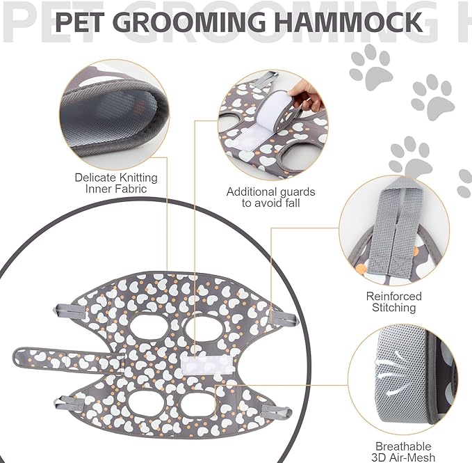 Dog Grooming Hammock Harness for Medium Dogs Nail Trimming, Dog Sling for Cutting Nails, Dog Hanging Holder Hanger for Clipping Nails with Nail Clippers, Nail File