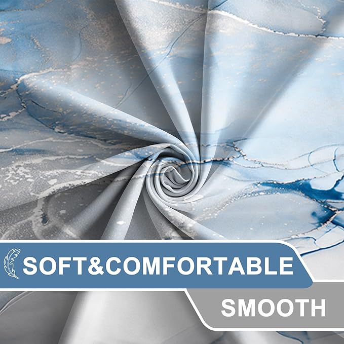 AWERT Blue Marble Shower Curtain for Bathroom Modern Blue White Marble Ink Shower Curtain with Hooks Washable Bathroom Accessories Bathtub Decor 72x84inch