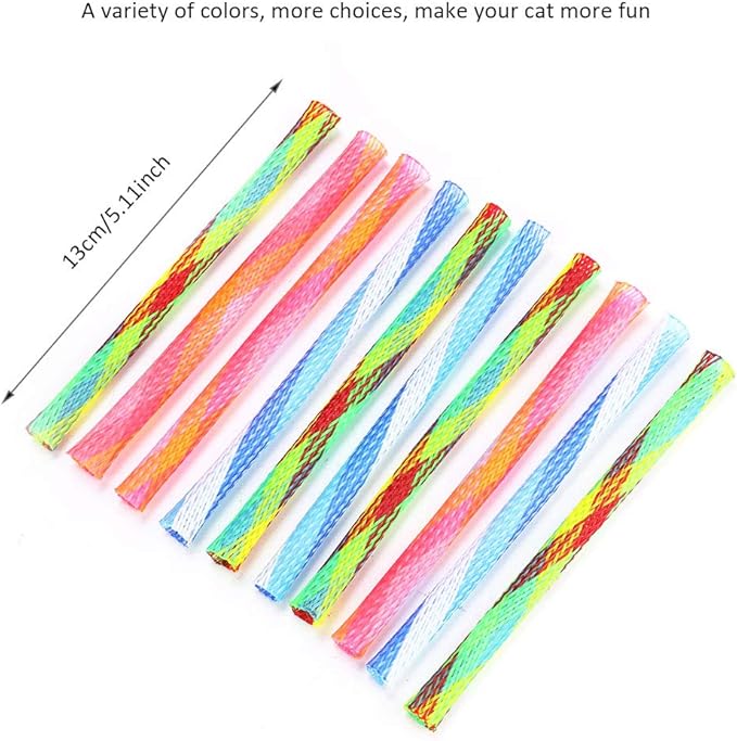 Joyzan Cat Spring Toys Set, Colorful Attract Kitten Interactive Tube Kitty Playful Flexible Bouncy Pet Folding Mesh Fun Action Toys Bulk Plastic Coil Interaction Indoor Swatting Biting Hunting 10Pcs
