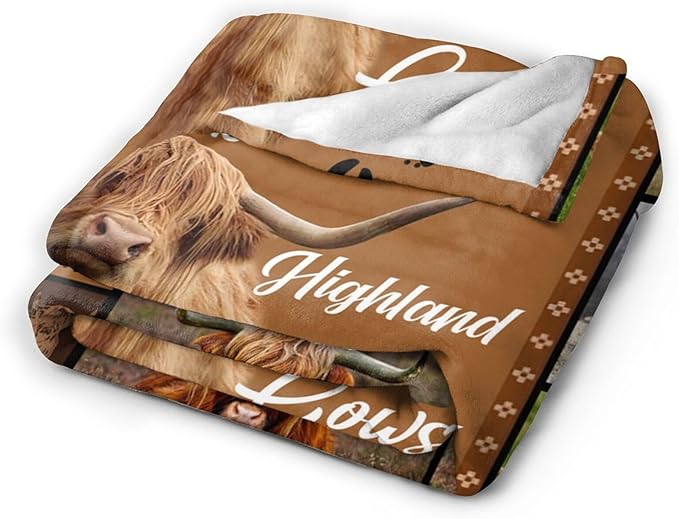 Just A Girl Who Loves Highland Cows Throw Blanket Highland Cow Plush Fleece Soft Cozy Cattle Gifts Blanket for Kids Girls Adults Decor 40''X50''