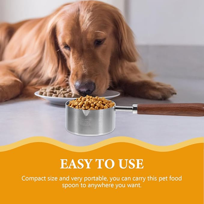 Milisten Dog-Cat Food-Scoop: 1-Cup capacity Measuring Cup with Wooden Handle, Pet Food Scoop for Dog, Cat, Ferret and Rabbit Pet Food