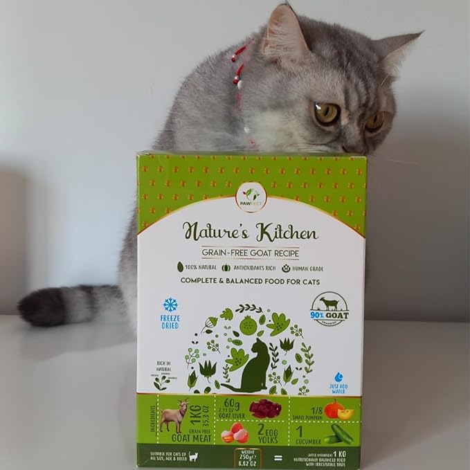 Nature's Kitchen Freeze Dried Cat Food - 100% Real Goat Meat | Grain-Free | Provides Omega3 & Iron | Maintains Healthy Bones | Healthy Cat Food | Single Source of Protein (8.82oz)