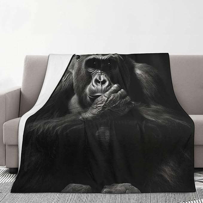 Chimpanzees Animal Soft Throw Blanket Flannel Fleece Blankets Warm Cozy Lightweight Fuzzy Blanket for Bed Sofa Couch Home Decor 80"X60"