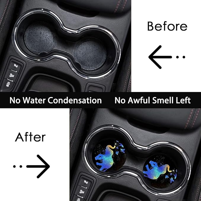 Car Coasters for Cup Holders,2 Pack Elephant Car Coasters,2.75" Universal Size Anti Slip Rubber Mat,Automotive Cup Holder Decal Decor Accessories,Elephant Gifts for Women,Men,Mom