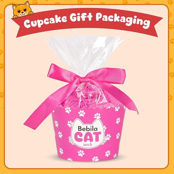 Bebila Gifts for Women Men Funny Fuzzy Cat Socks for Cat Mom Dad Lovers