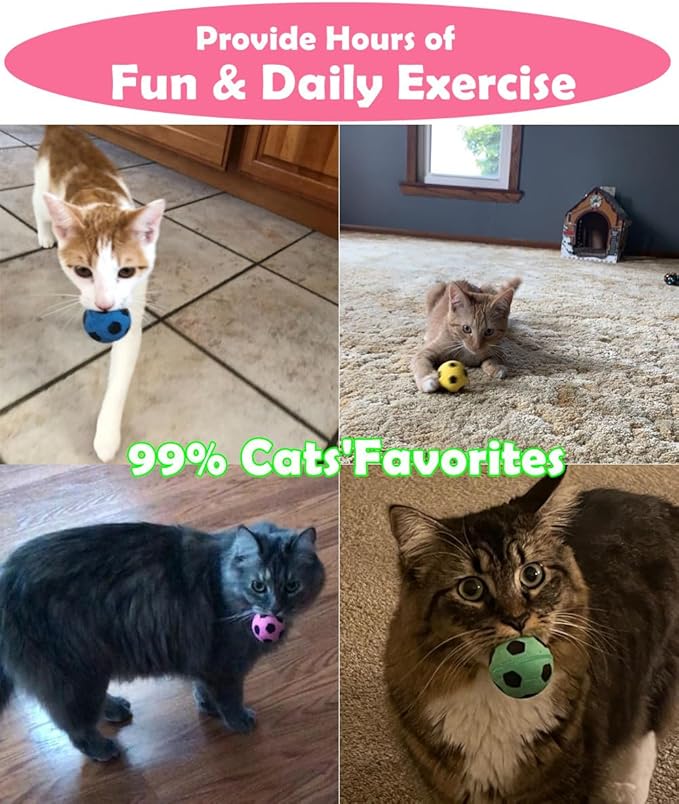 Foam Sponge Soccer Ball Cat Toy Interactive Cat Toys Independent Pet Kitten Cat Exrecise Toy Balls for Fat Cats Kittens, Soft, Bouncy and Noise Free, Pack of 24.
