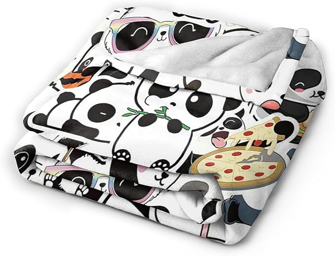 Cute Panda Blanket Panda Gifts Soft Cozy Panda Plush Throw Blanket Super Warm Fleece Fuzzy Bedding Blanket for Kids Girls Boys Women Bed Decor Stuff 40"X50"