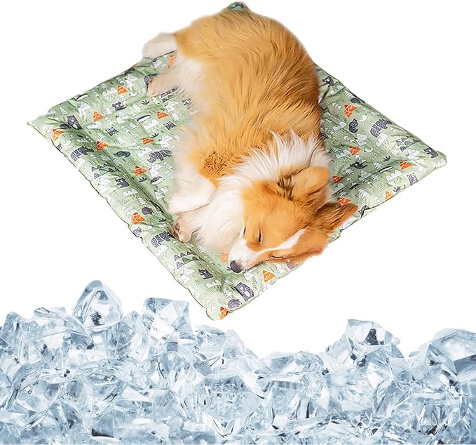 Cat Dog Pet Cooling Mat Cushion Pad Bed Summer Cool Down Comfortable Soft for Pets and Adults (Square Forest, Small)…