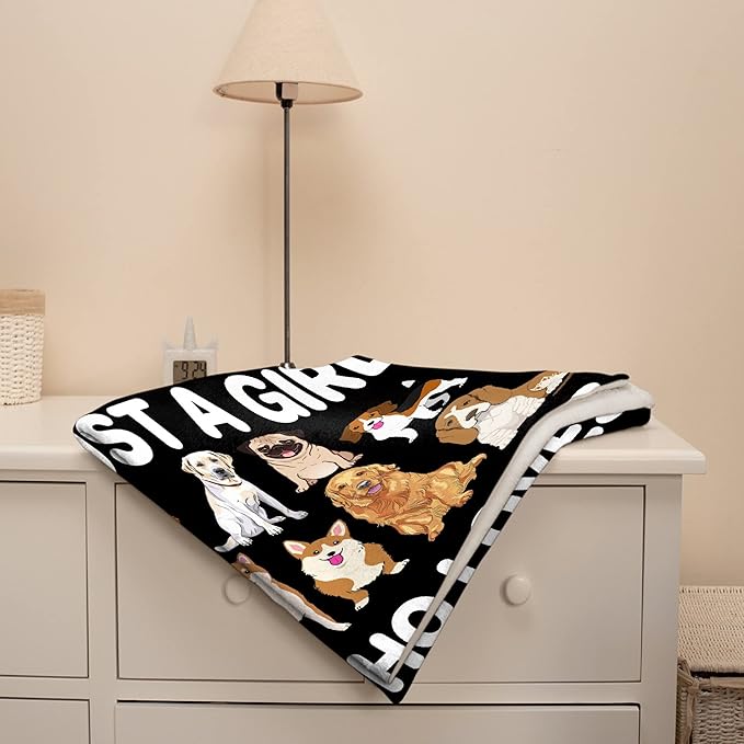 Dog Blanket Puppy Plush Gift for Girls Women Kids Dogs Animals Lover Throws Comfy Lightweight Cute Puppies Pet Sheet Soft Flannel Blankets for Couch Chair Halloween Christmas-40x50 Inches