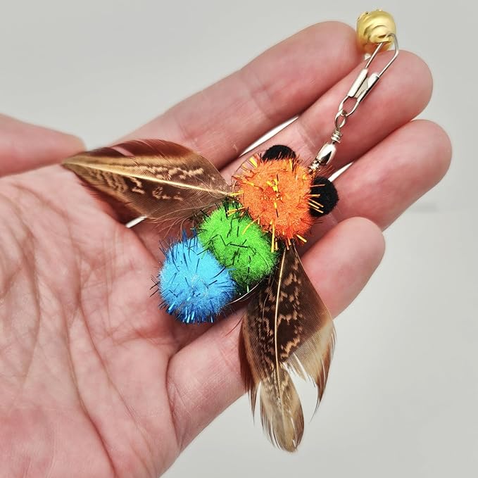 6 PCS Insect Bees,Feather Cat Toys, Cat Wand Toy Refill,Cat Toy Wand Replacement Attachments,Cat Toys Feather Refills,Insect Interactive Cat Teaser Wand Feathers