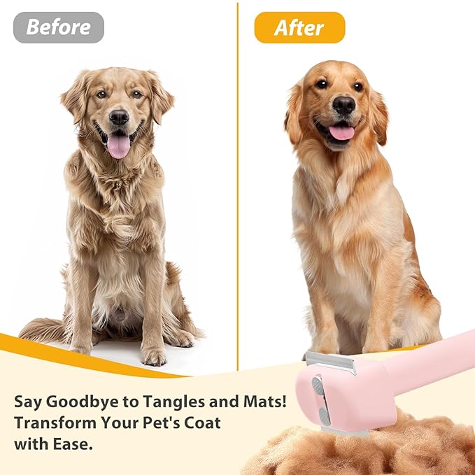 L&W BROS. 3-in-1 Cat Grooming Brush Set | Comb, Undercoat Rake, Double Sided Deshedding Tool for Long & Short Hair Dog Brush for Shedding Cat Hair Remover for All Breeds (Pink)