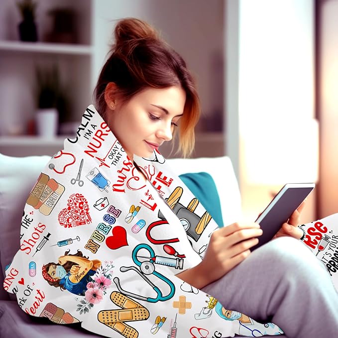 Nurse Gifts for Women Nurse Blanket Throw Plush Stuff Nurse Practitioner Gifts Best Nurse Ever Nurse's Day Nursing Gifts for Nurse Graduation Appreciation Gifts Ideas 50"X40"