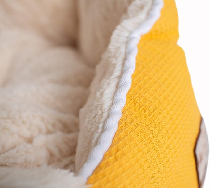 Armarkat Cat Bed Model C75HMB/MH Gold Waffle Texture Poly Blend and White, 22 x 18 x 14