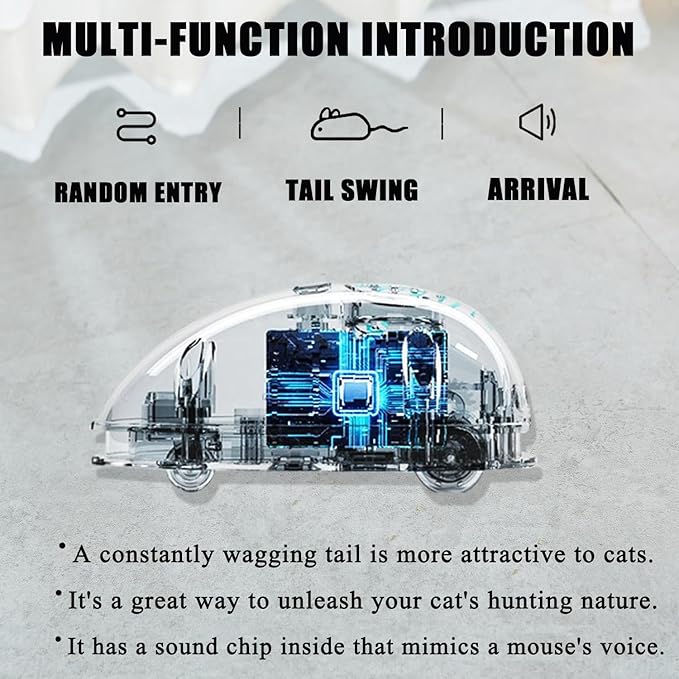 Interactive Cat Toys for Indoor Cats, Automatic Moving Mice Toy with Electronic Real Squeaky Sound, Cat Mouse Toys Self Play Exercise