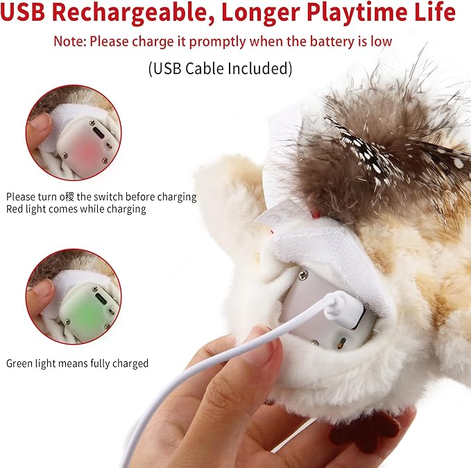 Gigwi Interactive Flapping Cat Toys Catnip, Electronic Flappy Toys Motion Activated, Automatic Cat Toys for Indoor Cats, USB Rechargeable Cat Enrichment Toy for Hunting and Kicker, Bird Princess