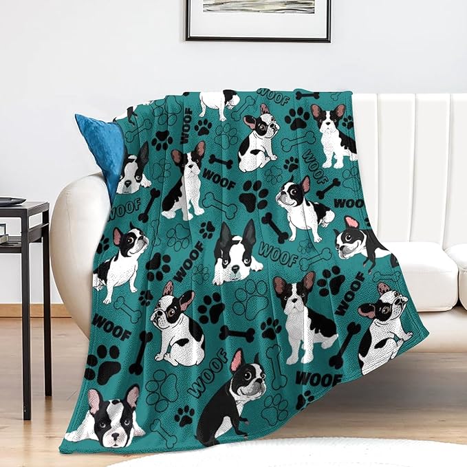 Cute Boston Terrier Blanket Super Soft Flannel Boston Terrier Throw Blankets Bedding Decor for Kids Adults Boston Dog Lover Gifts 60""x50"", GK10E_520EX86VF0122