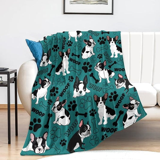 Cute Boston Terrier Blanket Soft Cozy Flannel Boston Terrier Throw Blankets Bedding Decor for Kids Adults Boston Dog Lover Gifts 50"x40"