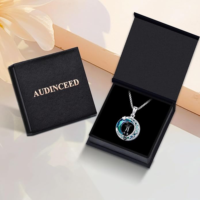 Black Cat/Dolphin/Bat Necklace Animal Pendant 925 Sterling Silver Cute Animal Jewelry Graduation Gifts for Women Men Animal Lovers Christmas Holiday Birthday Fathers Day