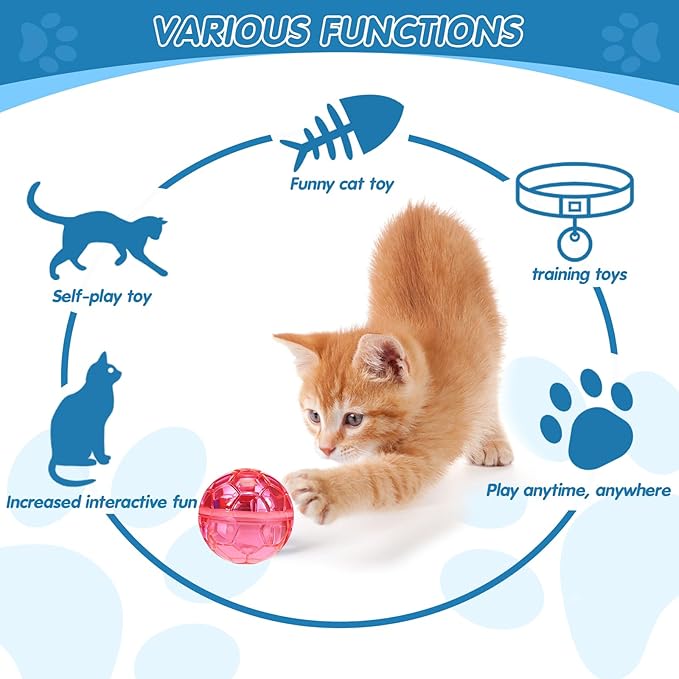 Sratte 6 Pieces Ghost Hunting Cat Ball Activated Cat Toy Ball Motion LED Light Cat Balls Motion Cat Dog Interactive Toys Pet Glowing Mini Running Exercise Ball Toys for Animals Activity (Colorful)
