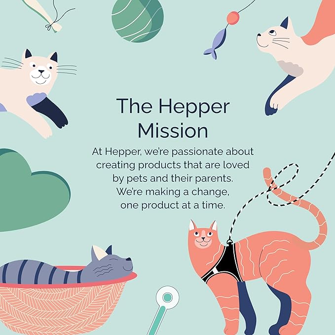 Hepper Cat Harness and Leash Escape Proof Set - Black Tactical Cat Harness with Reflective Safety Strips - Kitten or Cat Vest/Cat Jacket/Cat Walker (XXS)