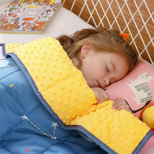 Uttermara Weighted Blanket 5 lbs, Ultra Cozy Minky Fleece and Cotton Sided with Cartoon Patterns, Reversible Heavy Blanket Great for Sleeping, 36x48 inches, Blue Star Moon