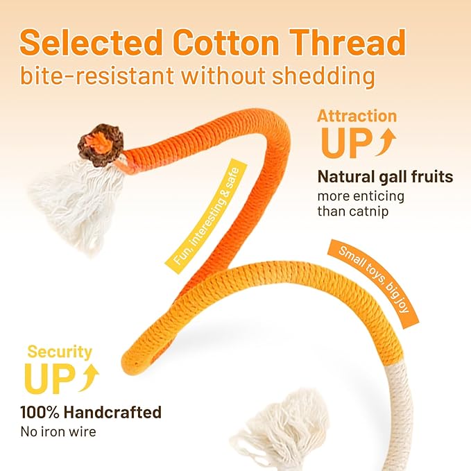 Sisal Rope Cat Toys,3 Pack Bite-Resistant Catnip Toys,Cat Toys for Bored Indoor Cats, Safe Teeth Cleaning Chew Cat Toy,Interactive Cat Kicke Toys for Indoor Cats for 24" All Breeds