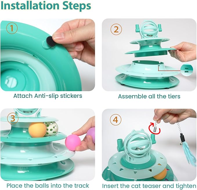Kitten Toys, Interactive Cat Toys for Indoor Cats, Cat Puzzle Toy, Kitty Toys,cat Toys for Bored Indoor Adult Cats, Cat Ball Toy, Cat Tower with 2 Cat Teasers (Green)