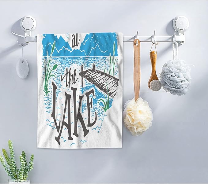 AOYEGO Lake House Sign Hand Towel Life is Better at The Lake Lakeside Living Cabin Towels Cotton Face Towel Bath Kitchen Decor Set for Women Men Girls Boys 15x30 Inch