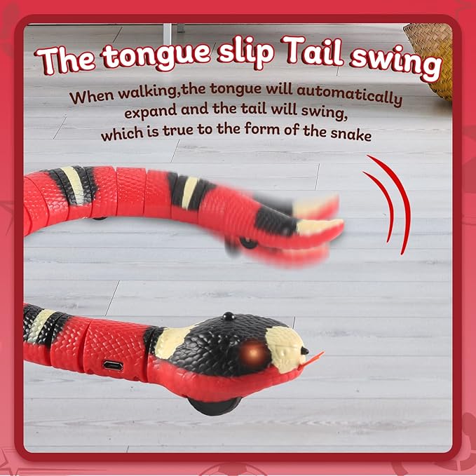 Kitten Toys,Smart Sensing Snake cat Toy,Interactive cat Toy,USB Rechargeable Electric Simulation Slithering Serpent-for Kids, Cats & Dogs,Game Play Toy