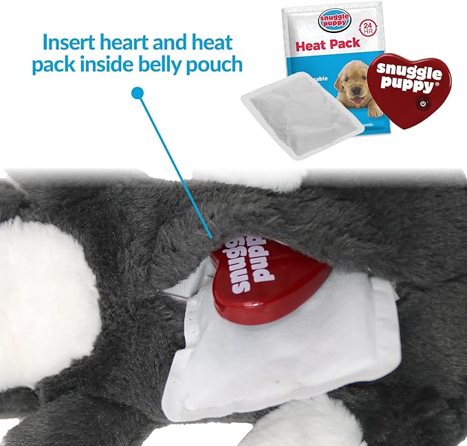 Original Snuggle Kitty Heartbeat Stuffed Cat Toy by Snuggle Puppy. Pet Anxiety Relief and Calming Aid for All Breed Sizes in Gray & White