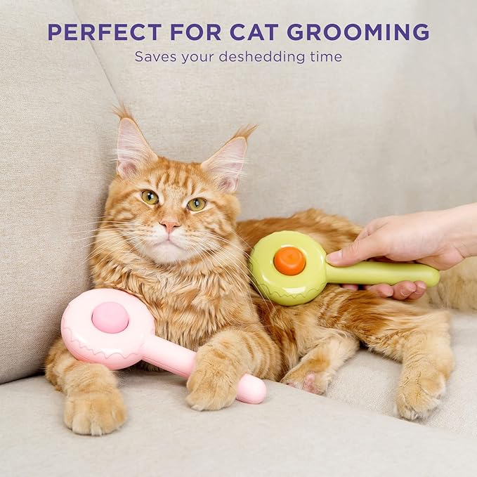 HICC GROOM! Pet Grooming Brush for Cats and Dogs, Self-Cleaning Sliker Brush, Pink