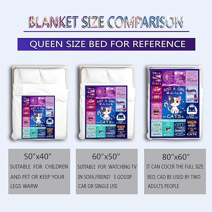 Cat Blanket Ultra Soft Flannel Throw Blanket Lightweight Cozy Plush Blanket for Gifts for Cat Lovers 50"X40"