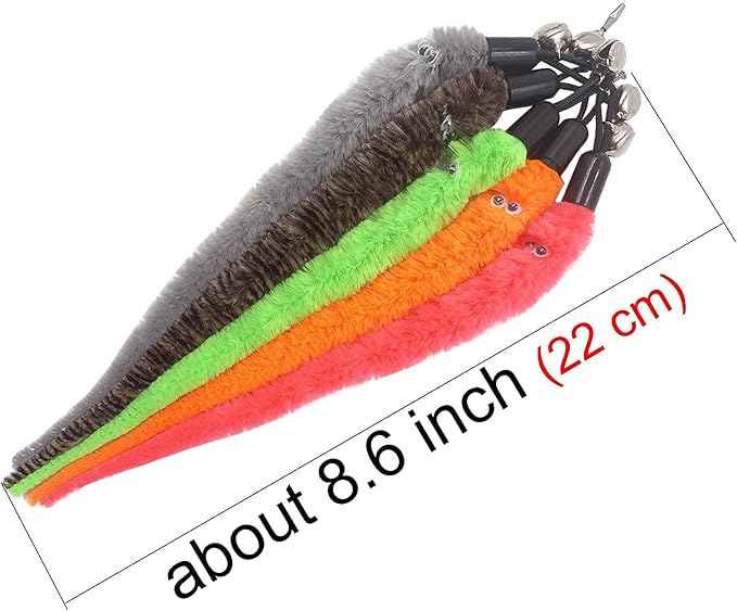 Cat Worm Toy Refills Cat Wand Replacement Worms, 12 PCS Cat Worms Refill, Cat Wand Attachments Worm for Cat Toys