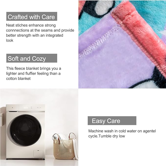 Cute Panda Blanket, Warm and Plush Rainbow Throw, Great Gifts for Kids Boys and Girls, 50x60 Inches