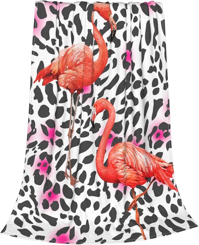Fuzzy Throw Blanket 350 GSM Fleece Ultra-Soft Microfiber Blanket for Adults Kids Gift Couch, Sofa, Bed Pink Flamingo Leopard 60"x50"