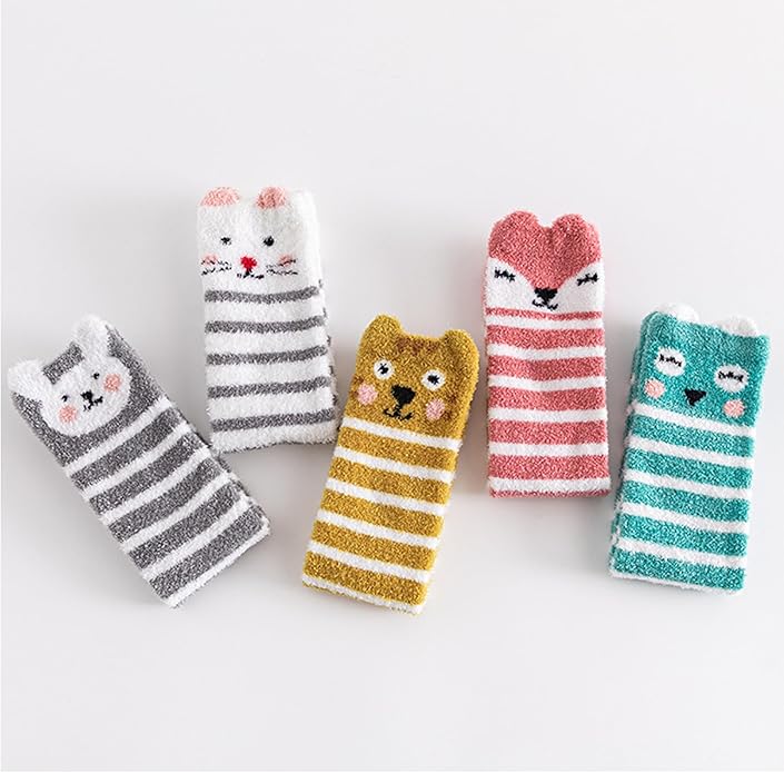 Benefeet Sox Cute Animal Fuzzy Socks for Women Girls Funny 3D Animal Cozy Socks Fluffy Slipper Socks Plush Comfy Soft Socks