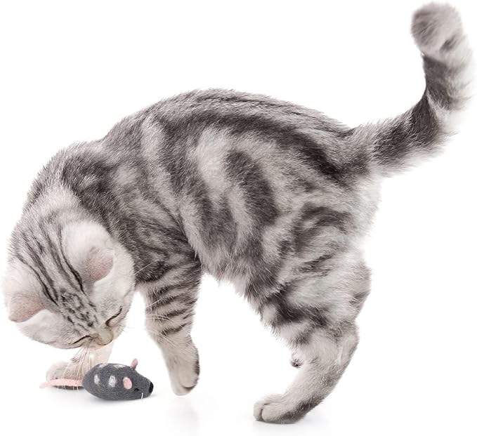 Wool Cat Mouse Toys – 4-Pack Handmade Felt Mice Without Catnip for Indoor Cats, Unique Cat Toys for Hours of Engaging Playtime Fun