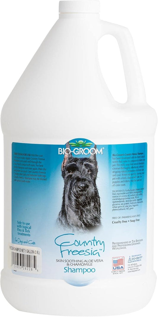 Bio-Groom Country Freesia Dog Shampoo - Natural Scent Pet Shampoo, Aloe Vera, Chamomile, Cat & Dog Bathing Supplies, Puppy Wash, Cruelty-Free, Made in USA, Quick Rinse Cat Shampoo - 1 Gallon