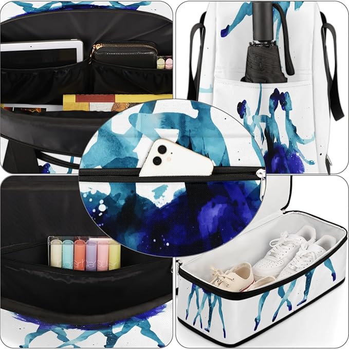 Ballerina Girl Foldable Travel Duffel Bag, Expandable Sports Gym Bag with Shoes Compartment Weekender Overnight Totes Bags for Women Men