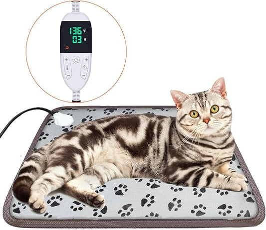 Cat Heating Pad 18" x 18" Waterproof Pet Heated Cat Bed with Intelligent Constant Temperature Switch,Add Chewy Resistant Steel Wire Rope,Pet Heating Pad for Cats