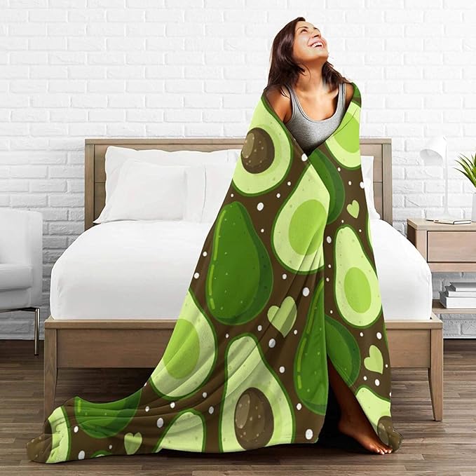 Avocado Merch Cozy Print Flannel Fleece Soft Plush Fuzzy Warm Lightweight Bedding - Avocado Gifts for Women, Men, Girls, Kids - 80"X60"