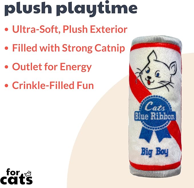 Huxley & Ket Plush Cat Toy | Cats Blue Ribbon | Nappy Hour Strong Catnip Filled Cat Toy | Plush Interactive Kitten and Cat Toy with Catnip and Crinkle | Kittybelles