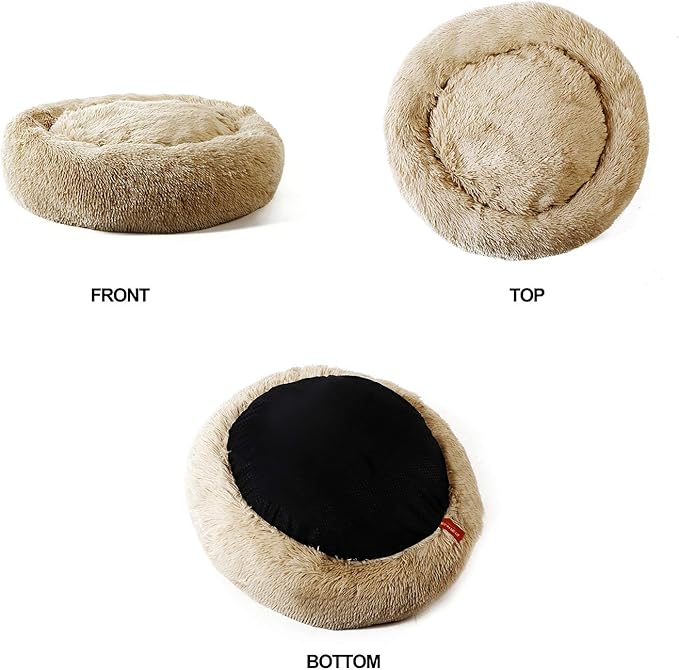 JEMA Calming Small Dog Beds for Small Dogs,Washable Donut Cuddler Pet Bed Cushions,Durable & Cozy Soft Dog Bed with Removable Pad 22 Inch
