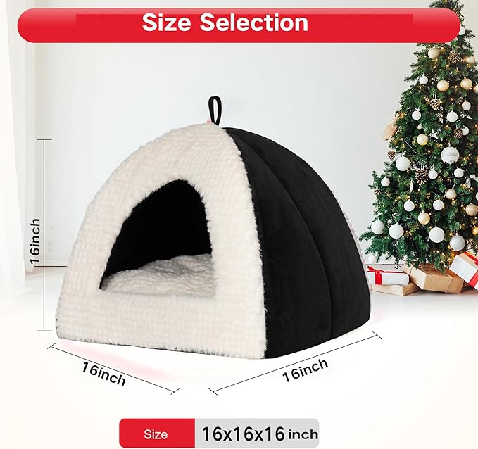 Cat Cave Bed for Indoor Cats, Warm Cat Beds/Dog Beds for Small Dogs Cat Tent Bed for Puppy Kitten with Removable Cushion